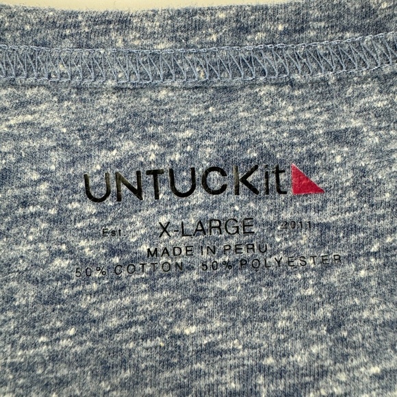 UNTUCKit Mens Size XL Long Sleeve Henley Shirt Blue Cotton Blend - Picture 2 of 5